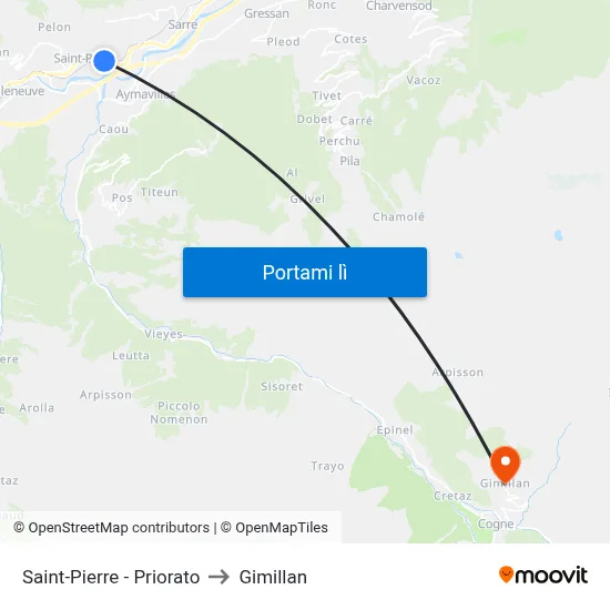 Saint-Pierre - Priorato to Gimillan map