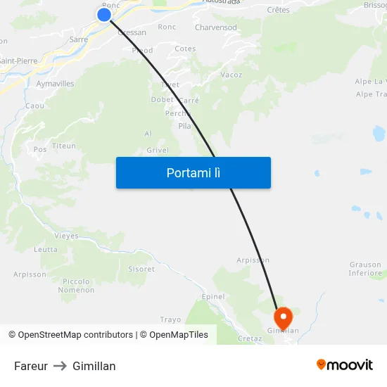 Fareur to Gimillan map