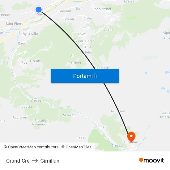 Grand-Cré to Gimillan map