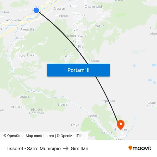 Tissoret - Sarre Municipio to Gimillan map