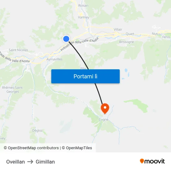 Oveillan to Gimillan map