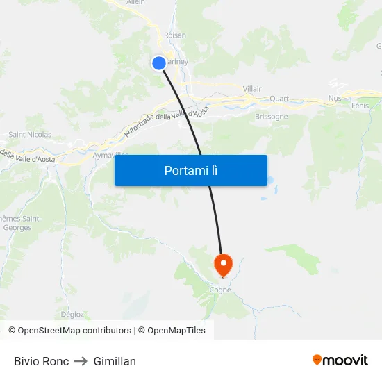 Bivio Ronc to Gimillan map