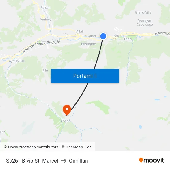 Ss26 - Bivio St. Marcel to Gimillan map