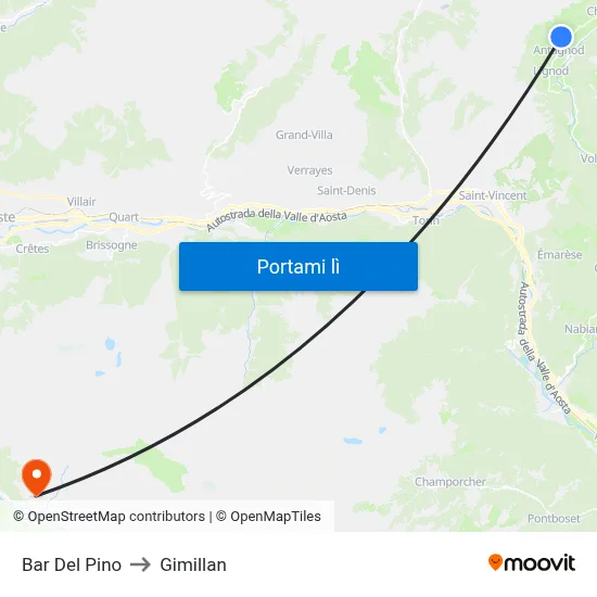 Bar Del Pino to Gimillan map