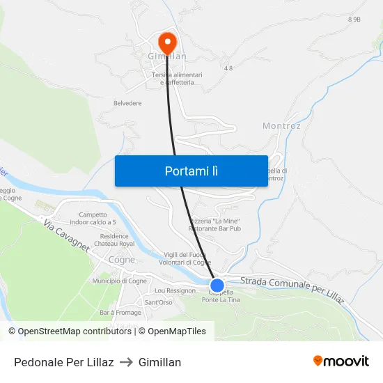 Pedonale Per Lillaz to Gimillan map