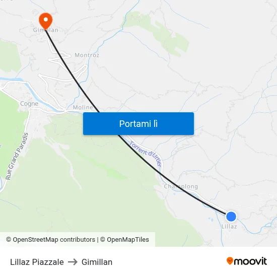 Lillaz Piazzale to Gimillan map