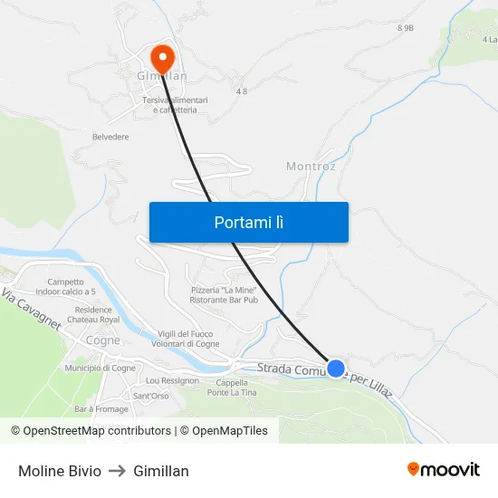 Moline Bivio to Gimillan map