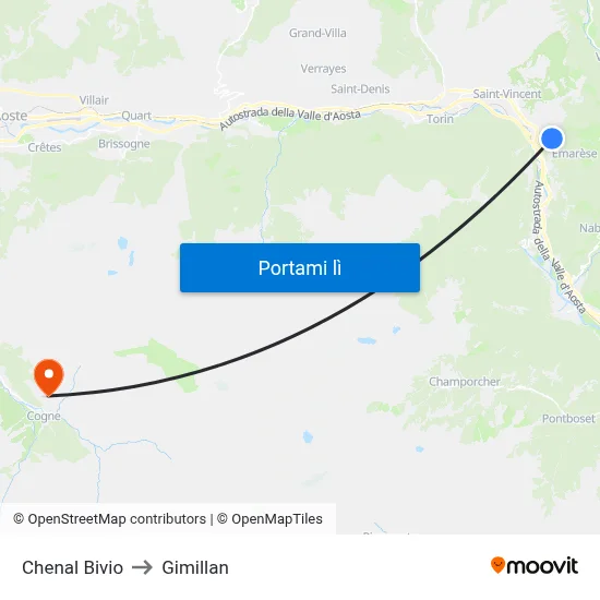 Chenal Bivio to Gimillan map