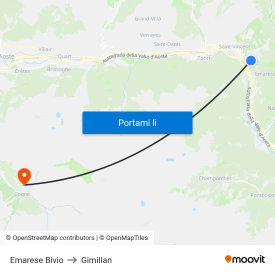 Emarese Bivio to Gimillan map