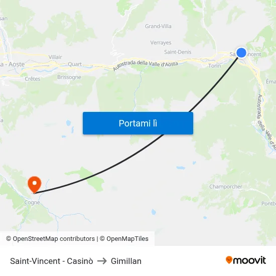 Saint-Vincent - Casinò to Gimillan map