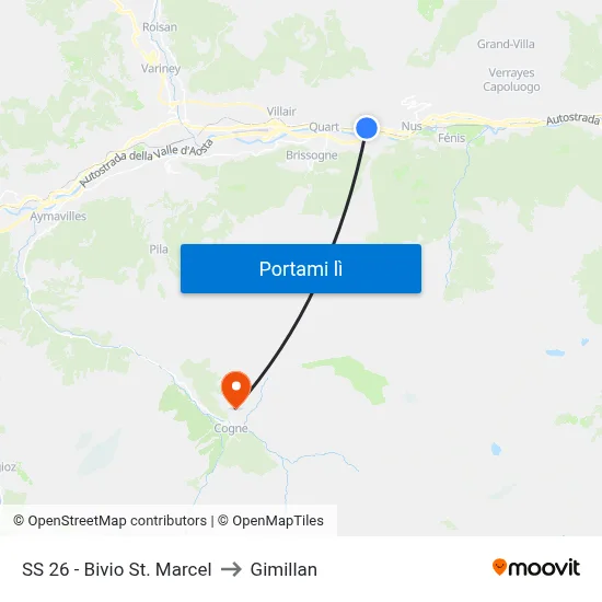 SS 26 - Bivio St. Marcel to Gimillan map