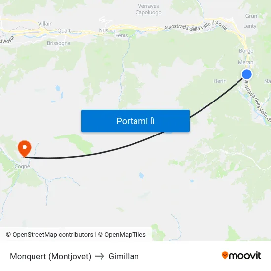 Monquert (Montjovet) to Gimillan map