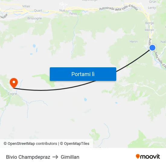 Bivio Champdepraz to Gimillan map