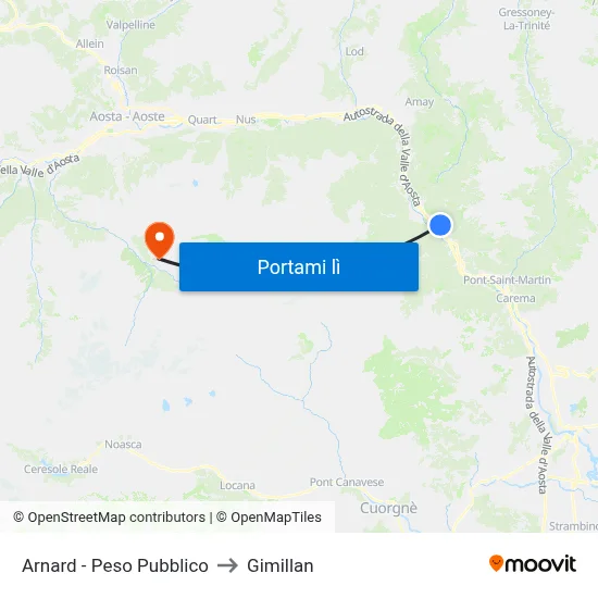Arnard - Peso Pubblico to Gimillan map