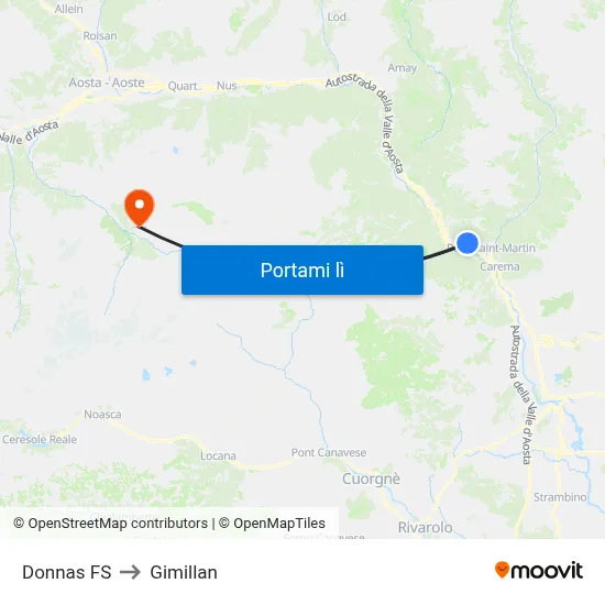 Donnas FS to Gimillan map