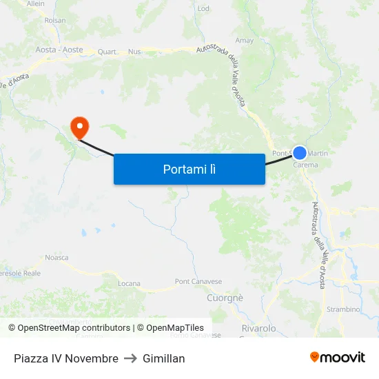 Piazza IV Novembre to Gimillan map