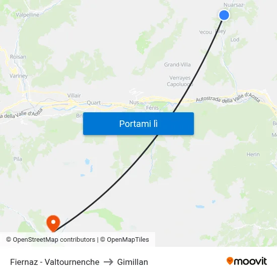 Fiernaz - Valtournenche to Gimillan map