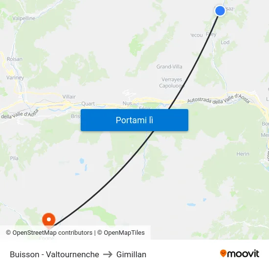 Buisson - Valtournenche to Gimillan map