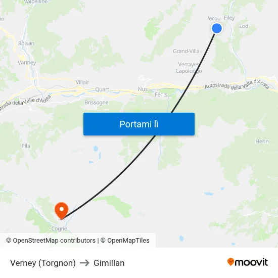 Verney (Torgnon) to Gimillan map