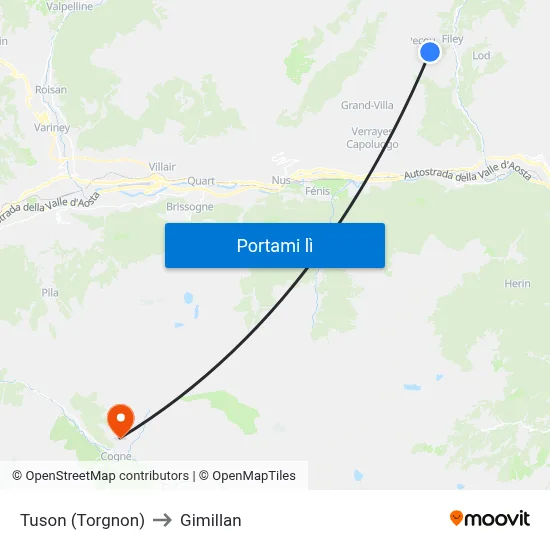 Tuson (Torgnon) to Gimillan map