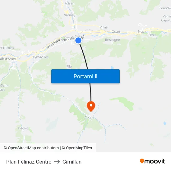 Plan Félinaz Centro to Gimillan map