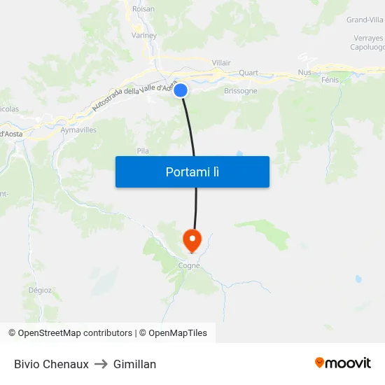 Bivio Chenaux to Gimillan map