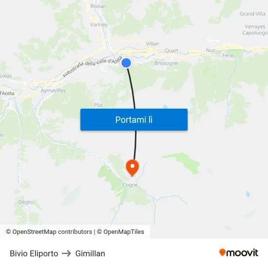 Bivio Eliporto to Gimillan map