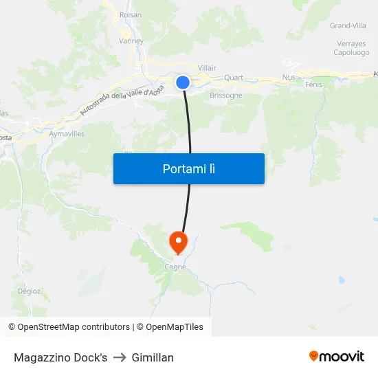 Magazzino Dock's to Gimillan map