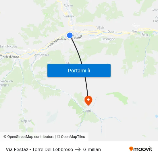 Via Festaz - Torre Del Lebbroso to Gimillan map