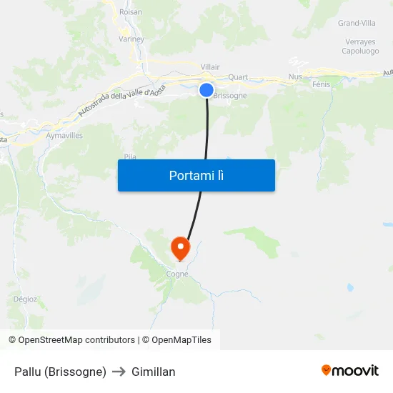 Pallu (Brissogne) to Gimillan map