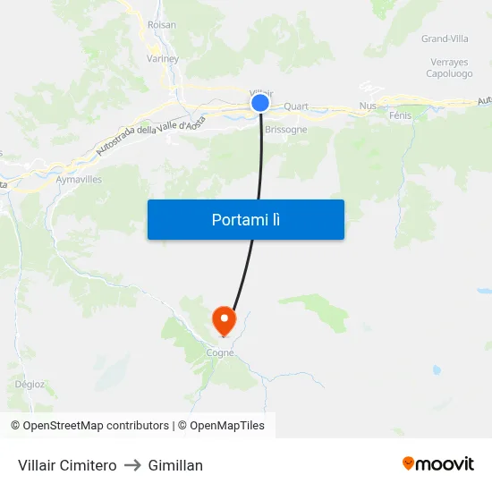 Villair Cimitero to Gimillan map