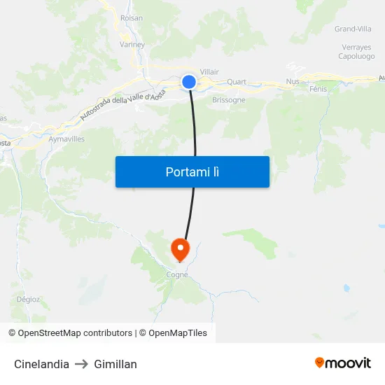 Cinelandia to Gimillan map