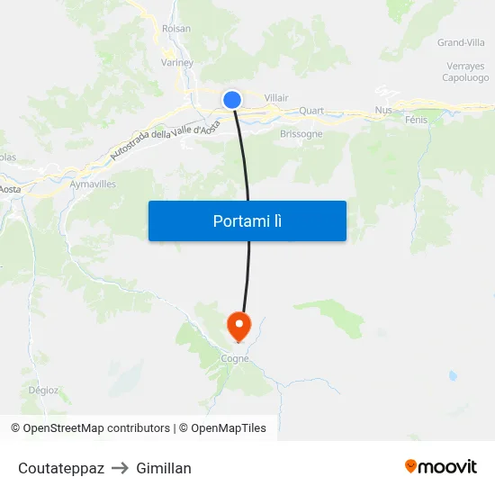 Coutateppaz to Gimillan map