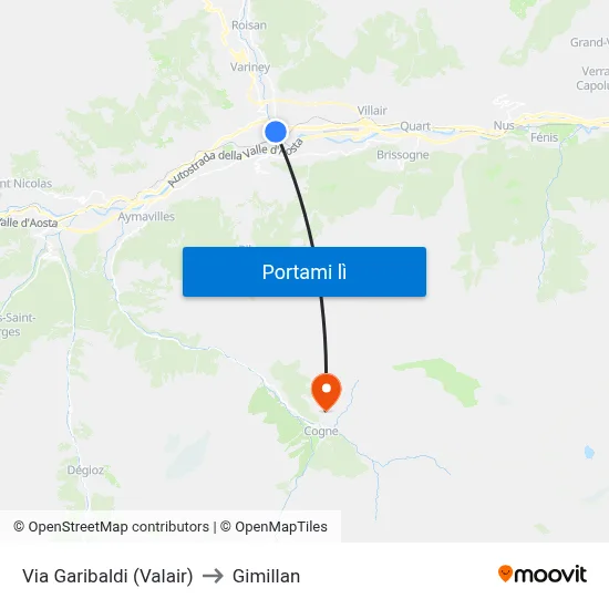 Via Garibaldi (Valair) to Gimillan map