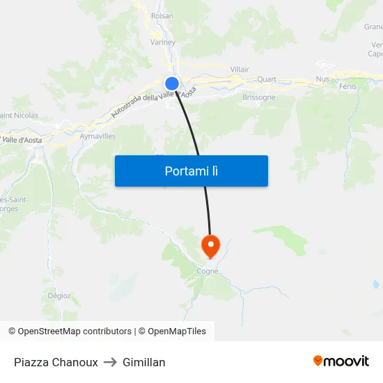 Piazza Chanoux to Gimillan map