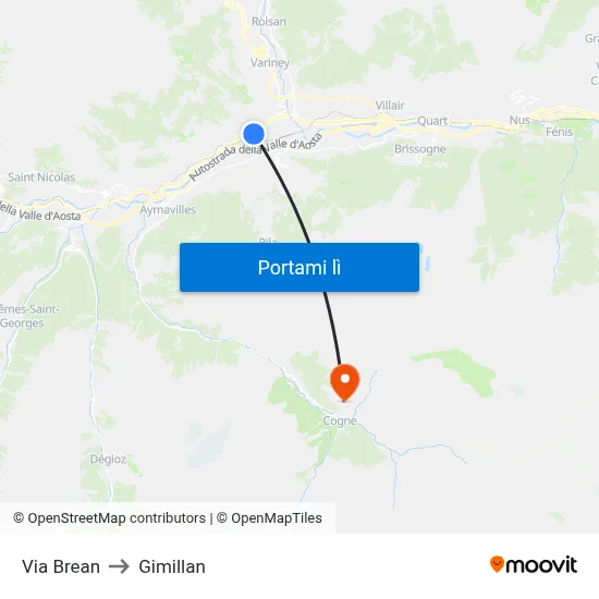 Via Brean to Gimillan map