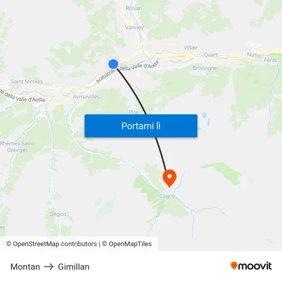 Montan to Gimillan map