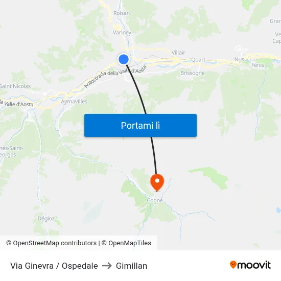 Via Ginevra / Ospedale to Gimillan map