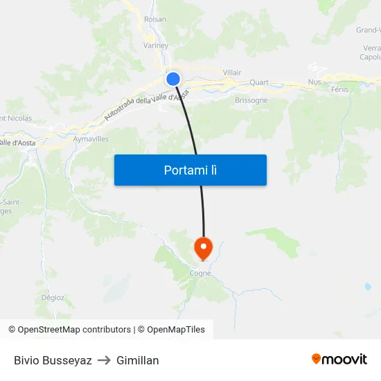 Bivio Busseyaz to Gimillan map