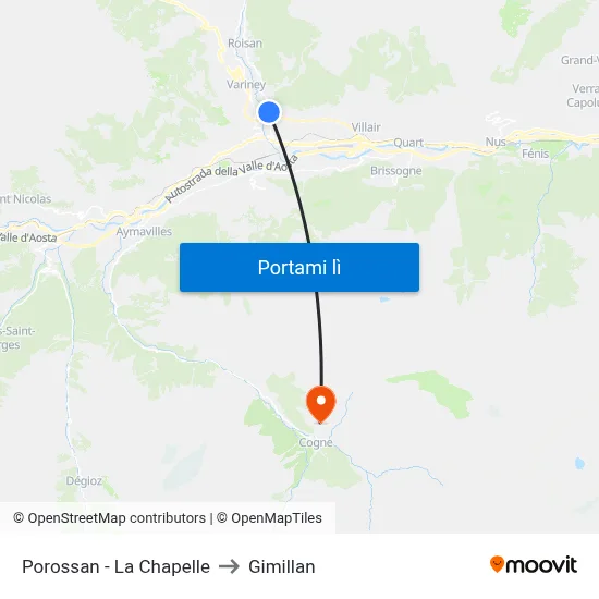 Porossan - La Chapelle to Gimillan map