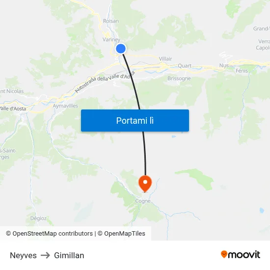 Neyves to Gimillan map