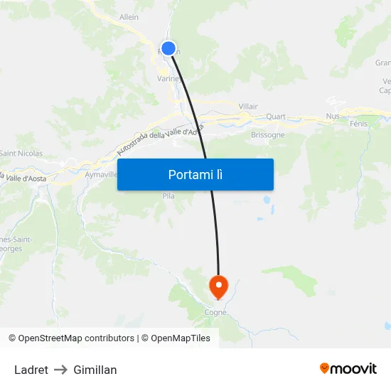 Ladret to Gimillan map