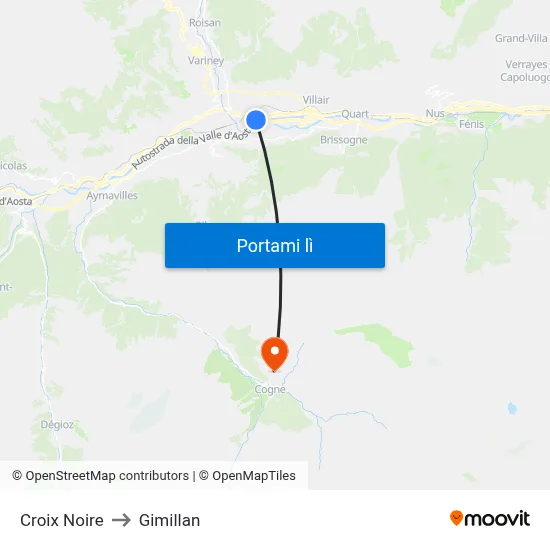 Croix Noire to Gimillan map