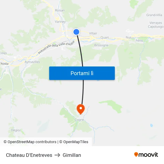 Chateau D'Enetreves to Gimillan map