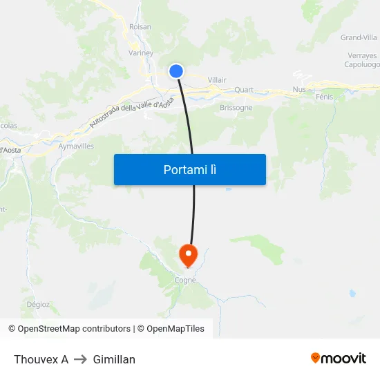 Thouvex A to Gimillan map