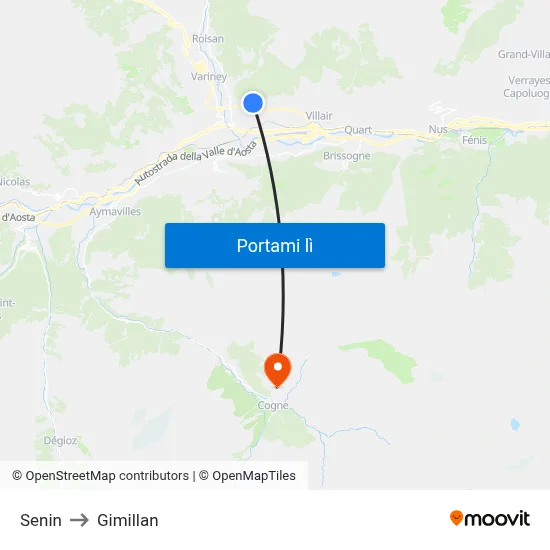 Senin to Gimillan map