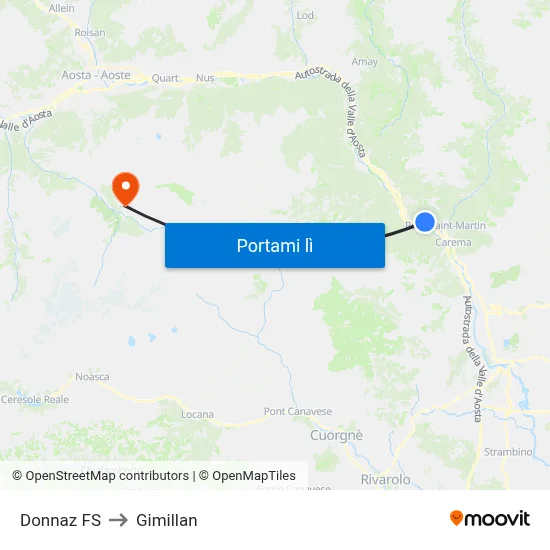 Donnaz FS to Gimillan map