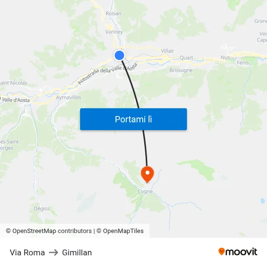 Via Roma to Gimillan map