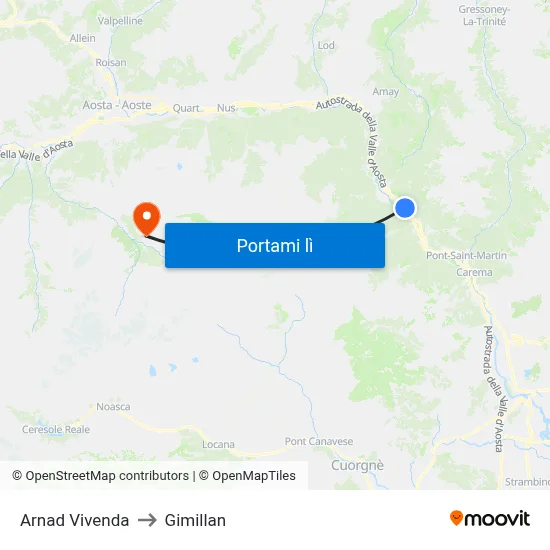 Arnad Vivenda to Gimillan map