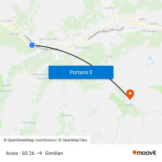 Avise - SS 26 to Gimillan map